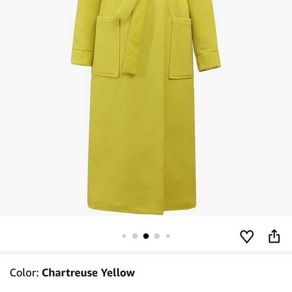 NWT Womens Small Grommet Trench Coat Chartreuse Yellow with gold grommet on fron - Picture 6 of 14
